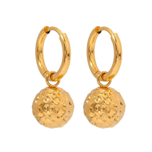 vintage / E2438 E2438 Fashion Jewelry 18K PVD Stainless Steel Gold Hammered Ball Clip Earrings