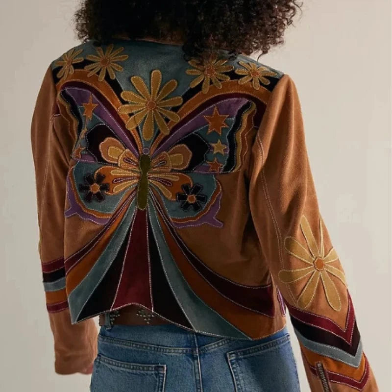 Vintage Floral Print Women's Outerwear & Coats Autumn Turn-down Collar Zipper Top Jacket Winter Long Sleeve High Street Cardigan