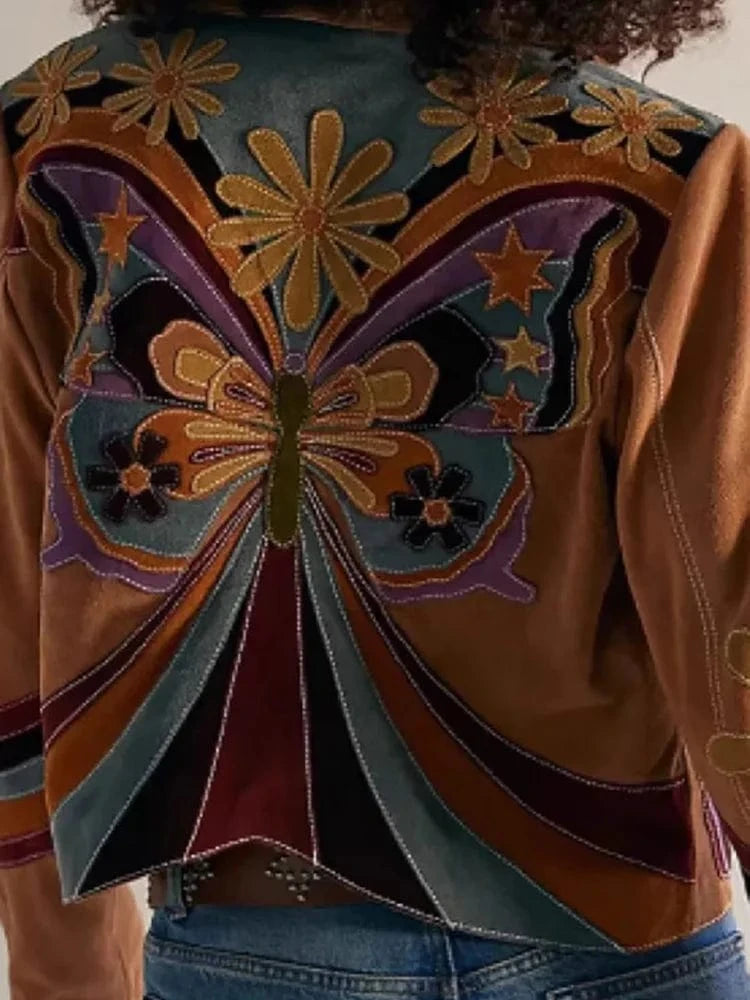 Vintage Floral Print Women's Outerwear & Coats Autumn Turn-down Collar Zipper Top Jacket Winter Long Sleeve High Street Cardigan