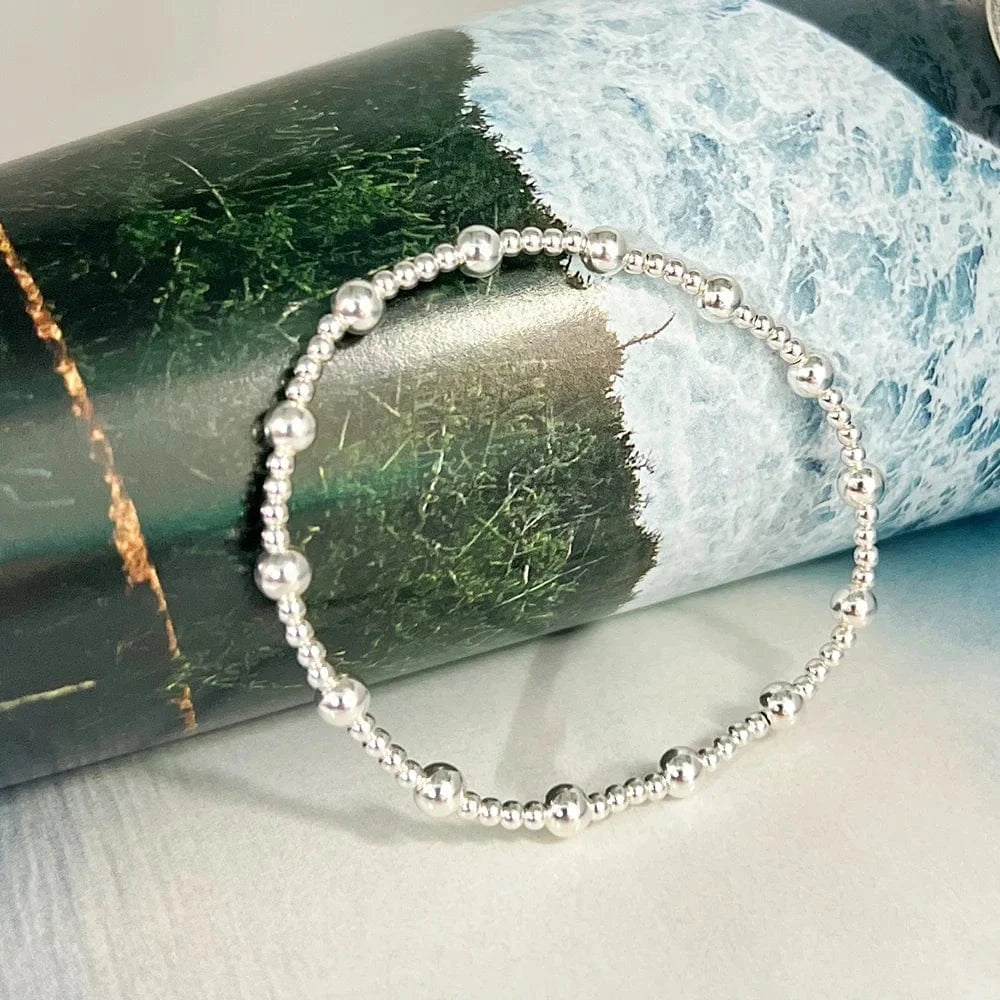 Vintage Gold Filled Beaded Bracelet Fine Women Permanent Jewelry Sterling Silver Bracelets