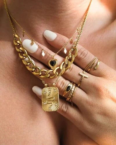 vintage / N2327 N2327 Geometric Stainless Steel 7mm Cuban Chain Choker Stacking Jewelry Chunky Cuban Chain Necklace