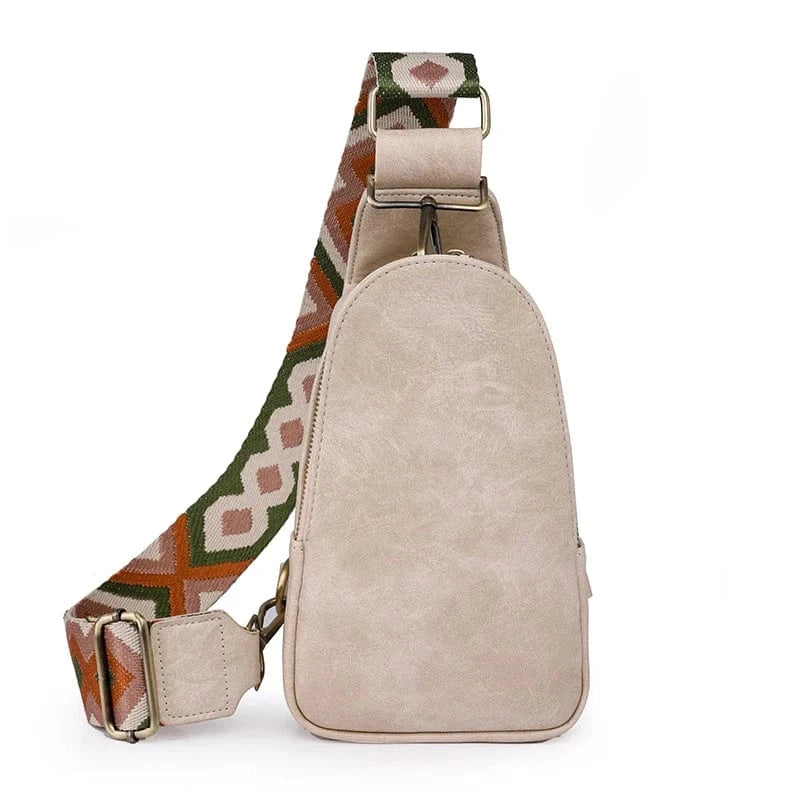 Vintage PU Leather Women Chest Bag Small Crossbody Daypack Shoulder Sling Bag for Ladies