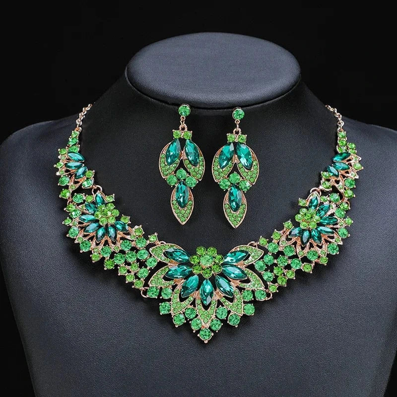 Vintage Style Jewelry Necklace Set Women's 2-Piece Set Leaf Flower Exaggerate Luxury Jewelry Bridal ceremonial dress Accessories