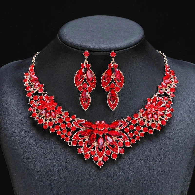Vintage Style Jewelry Necklace Set Women's 2-Piece Set Leaf Flower Exaggerate Luxury Jewelry Bridal ceremonial dress Accessories