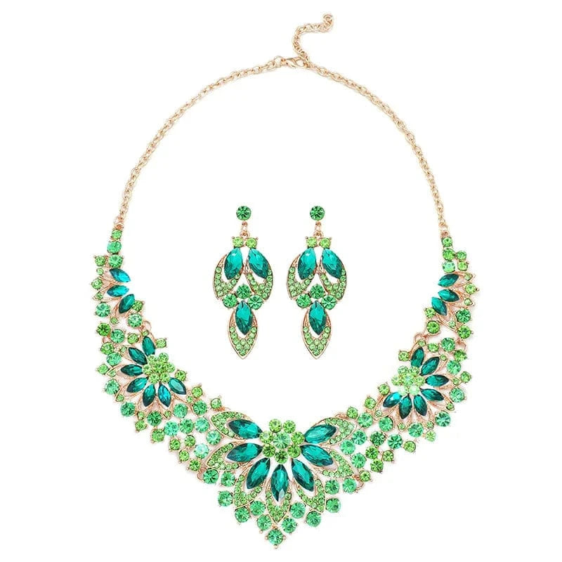 Vintage Style Jewelry Necklace Set Women's 2-Piece Set Leaf Flower Exaggerate Luxury Jewelry Bridal ceremonial dress Accessories