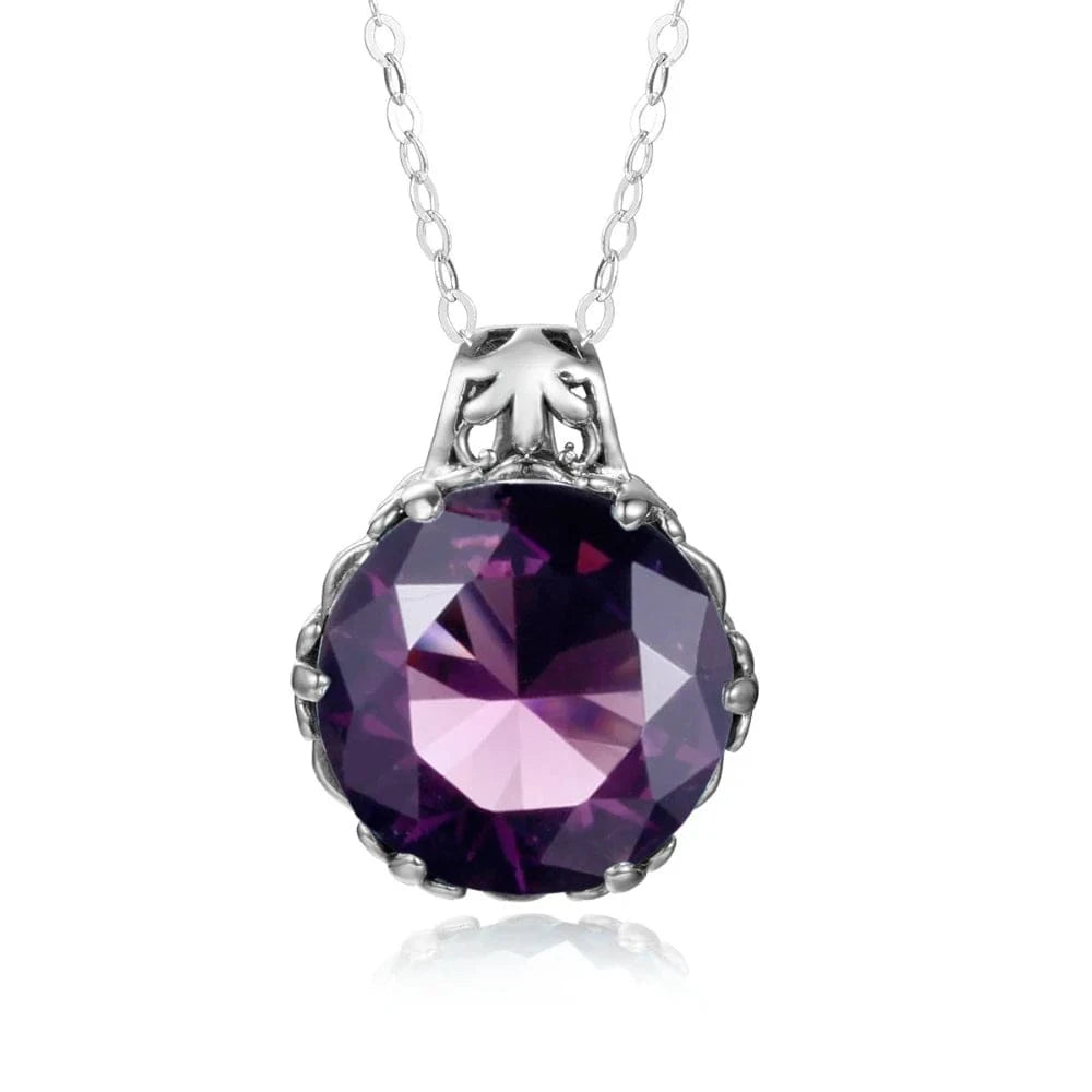 Vintage Women Aquamarine Gemstone Pendant 925 Silver Necklace Pendant Gemstone Wedding Jewelry
