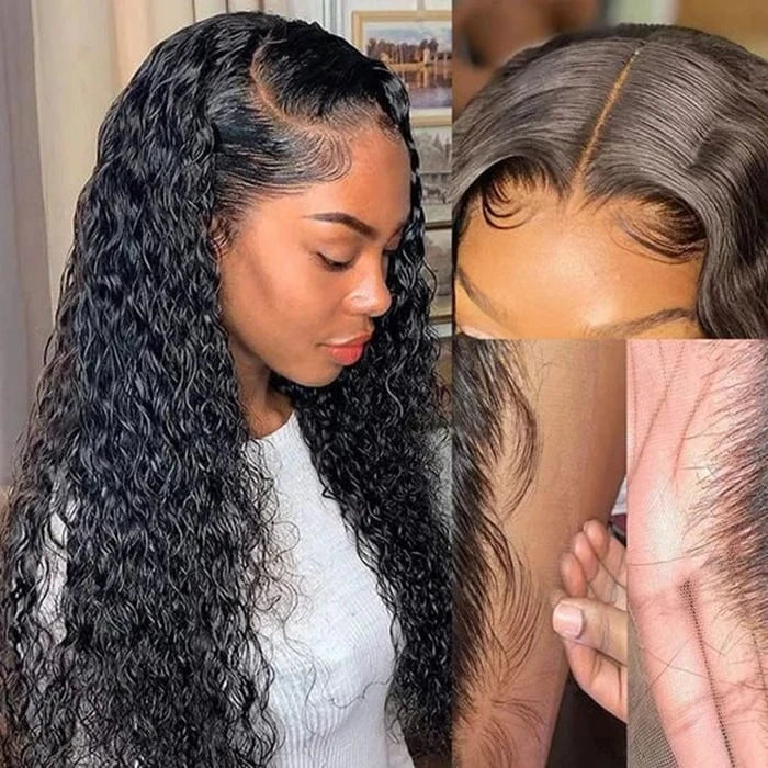 Virgin Wigs With Frontal 13X4 Transparent Lace 100% Virgin Brazilian Water Wave Hair Wigs