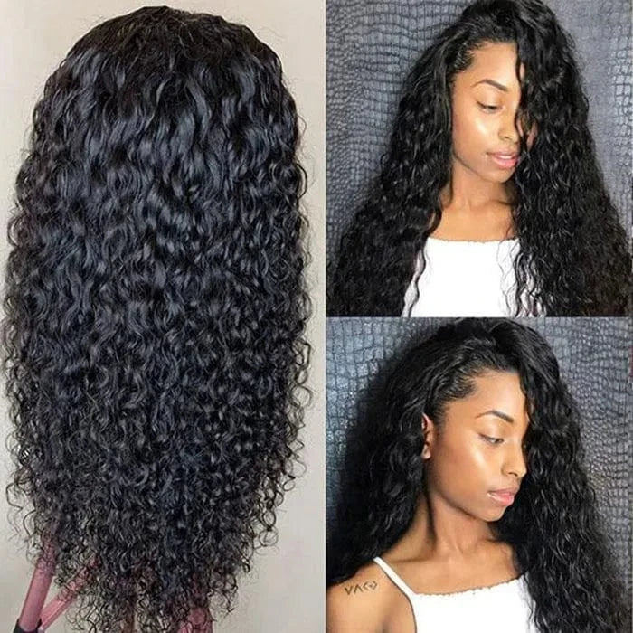 Virgin Wigs With Frontal 13X4 Transparent Lace 100% Virgin Brazilian Water Wave Hair Wigs