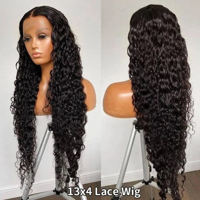 Virgin Wigs With Frontal 13X4 Transparent Lace 100% Virgin Brazilian Water Wave Hair Wigs