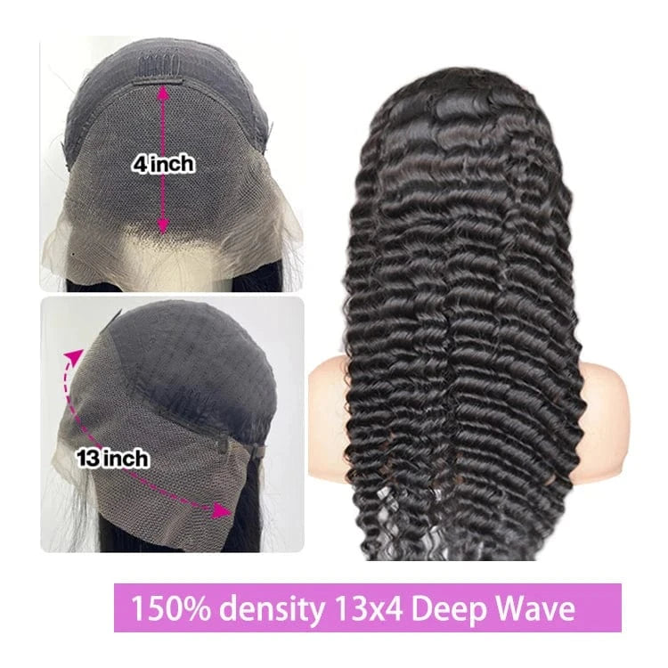 Virgin Wigs With Frontal 13X4 Transparent Lace 100% Virgin Brazilian Water Wave Hair Wigs