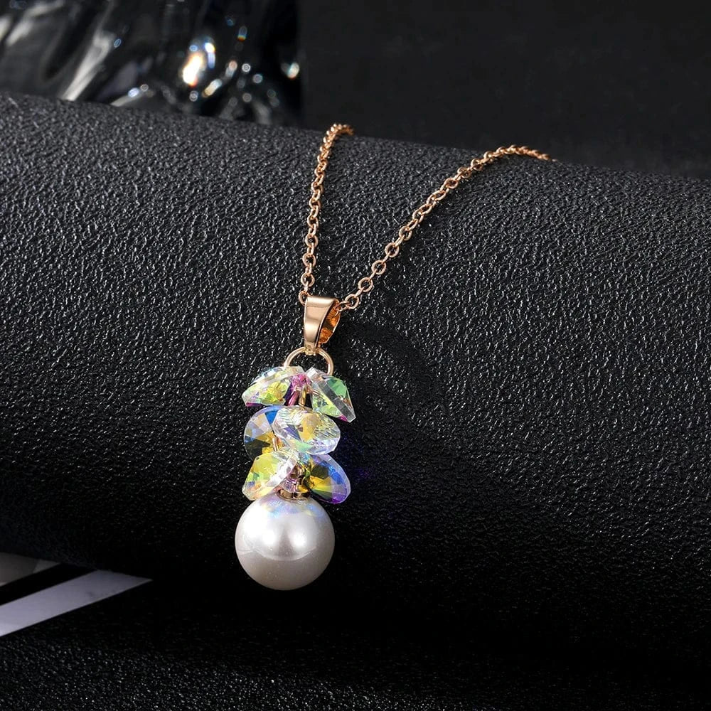 VKME Fashion New Design Fashion Colorful Rhinestone Pearl Jewelry Set for Women Jewelry Wholesale