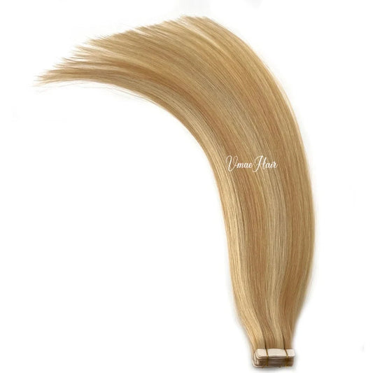 Vmae 100% Human Hair Extensions Russian Raw Straight Remy Ombre 613 Blonde Tape In Highlight Color with 100% Human Material