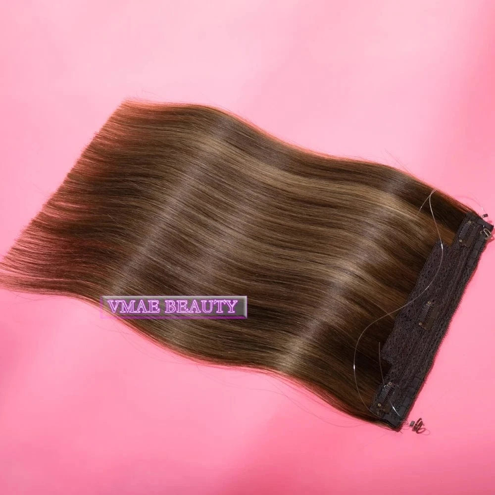 VMAE 100g Double Drawn Brazilian Remy Straight Cuticle Aligned Raw Virgin One Piece Halo Hair Extensions Human Hair