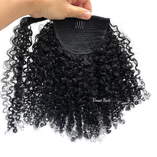 VMAE 100g Raw Cuticle Aligned Remy Virgin Afro Kinky Curly Wrap Around Ponytails Drawstring Ponytail Human Hair Extensions