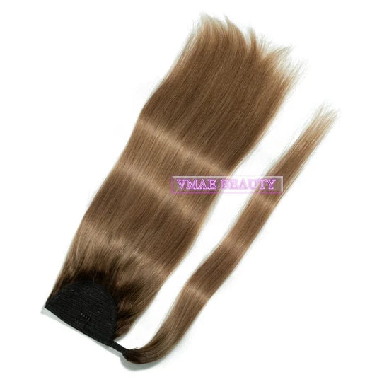 VMAE 100g Raw Remy Cuticle Aligned European Hair Ombre Color Dark Rooted Straight Wrap Around Ponytail Human Hair Extensions
