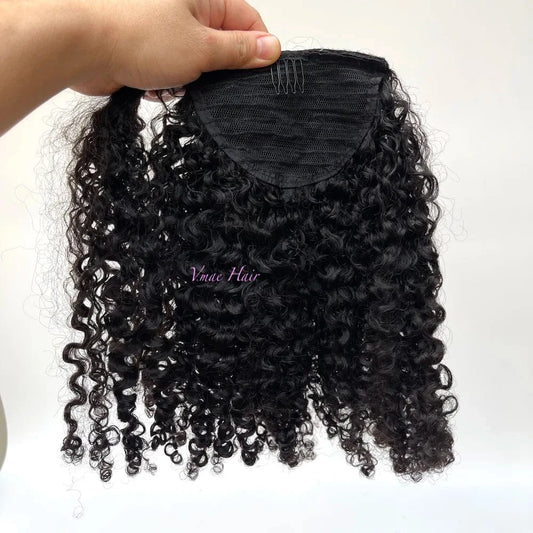 VMAE 100g Virgin 3A 3B 4C Afro Kinky Curly Raw Cuticle Aligned Wrap Around Ponytails Drawstring Ponytail Human Hair Extensions