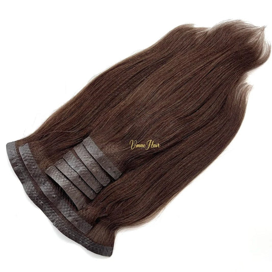 VMAE 100g Yaki Straight Wholesale Remy Hair Extension Indian Raw Cuticle Aligned Seamless PU Invisible Clip Ins Afro Kinky Curly