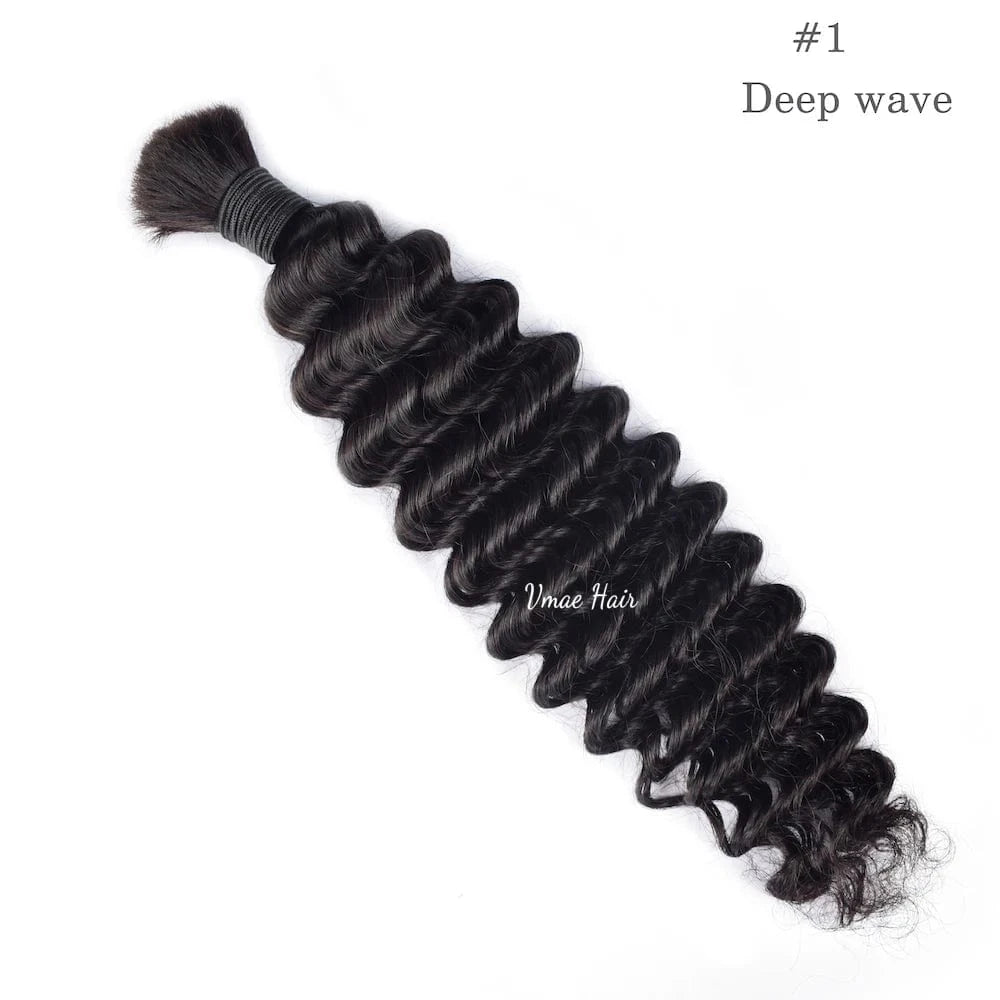 VMAE Brazilian Wholesale Hair Vendor Unprocessed Human Braiding Hair Bulk No Weft Virgin Deep Wave Bulk Braiding Human Hair