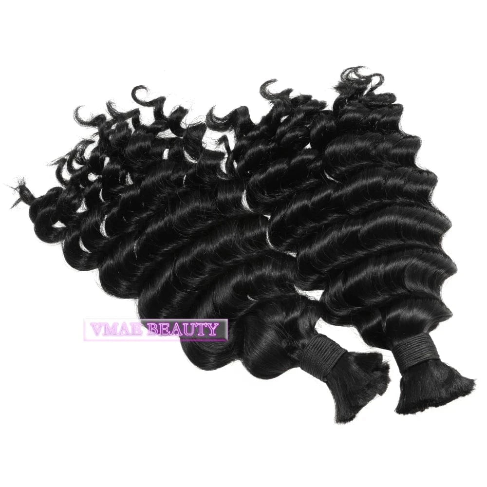 VMAE Brazilian Wholesale Hair Vendor Unprocessed Human Braiding Hair Bulk No Weft Virgin Deep Wave Bulk Braiding Human Hair