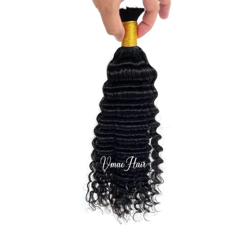 VMAE Brazilian Wholesale Hair Vendor Unprocessed Human Braiding Hair Bulk No Weft Virgin Deep Wave Bulk Braiding Human Hair