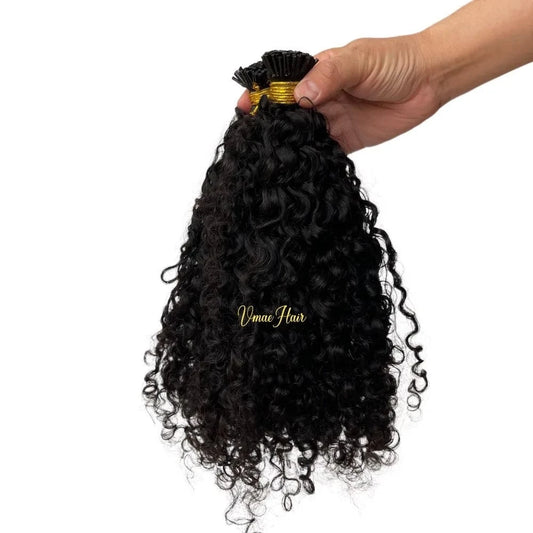 VMAE Burmese Unprocessed Virgin Hair 100g I Tips Body Deep Water Afro Kinky Curly I Tip Human Hair Extension