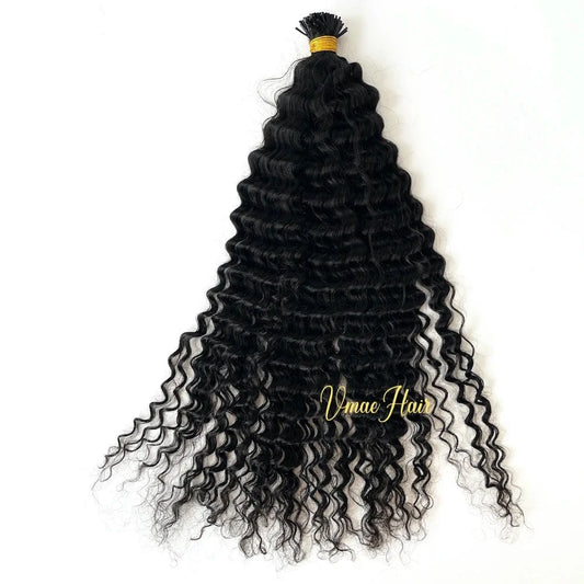 VMAE Burmese Unprocessed Virgin Hair 100g I Tips Body Deep Water Wave Afro Kinky Curly I Tip Human Hair Extension