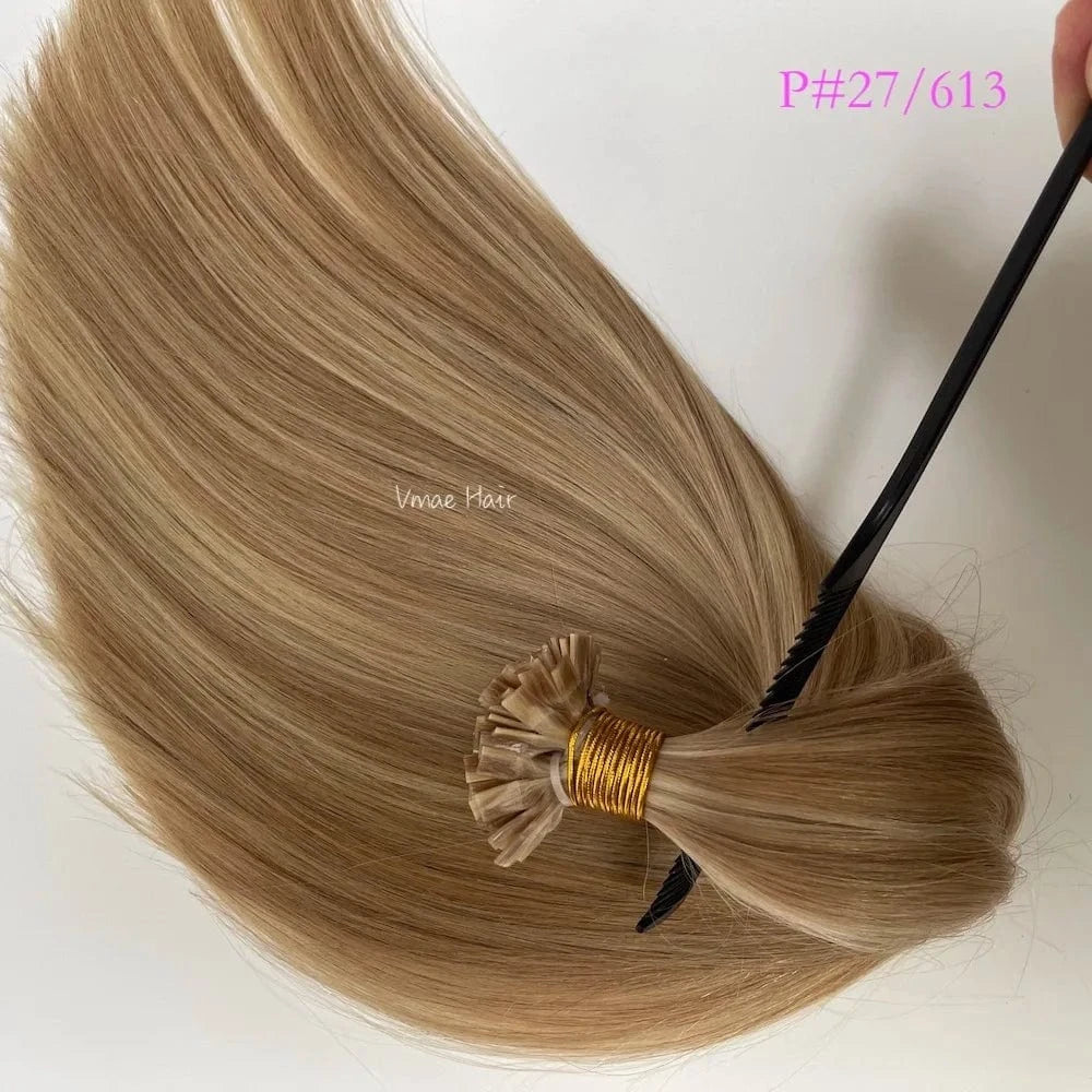 VMAE Cuticle Aligned European Hair Blonde 613 60 Brown I Tips Flat Tip Virgin Kreatin K Tip Hair Extensions Human Hair