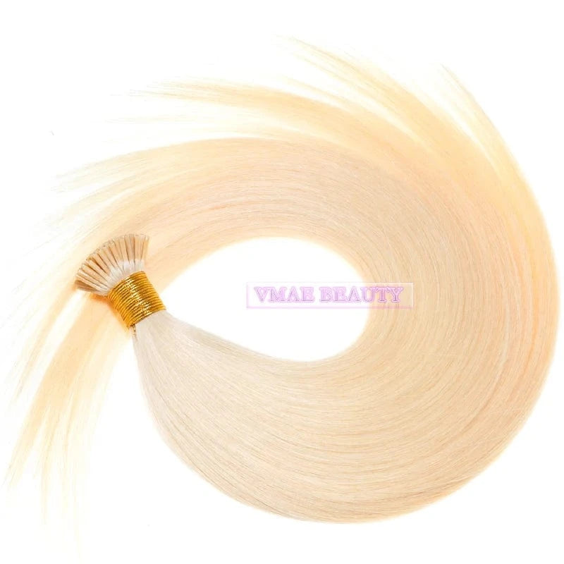 VMAE Cuticle Aligned European Hair Blonde 613 60 I Tips Flat Tip Virgin Kreatin K Tip Hair Extensions Human Hair