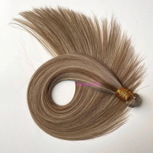 VMAE Double Drawn Straight Hand Tied Invisible Virgin Remy Cuticle Aligned Genius Russian Weft Human Hair Extensions Human Hair