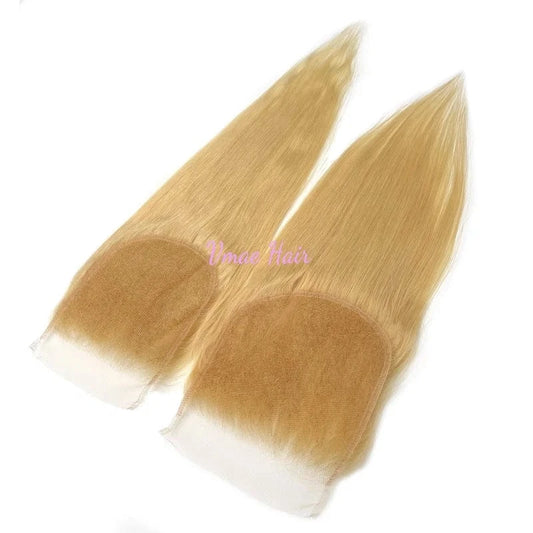 VMAE European Raw Virgin Cuticle Aligned Body Wave Straight Human Hair 613 Blonde Transparent HD Lace Closures and Frontals