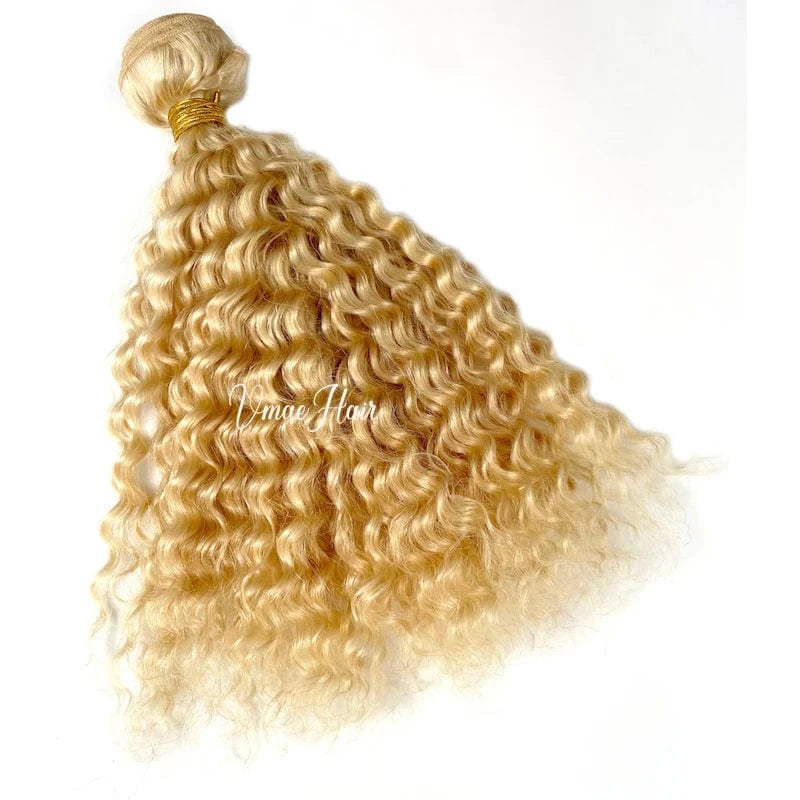 VMAE European Russian 613 Blonde 100g Deep Wave Kinky Curly Weft Virgin Hair Weave Raw Human Hair Bundles Extension