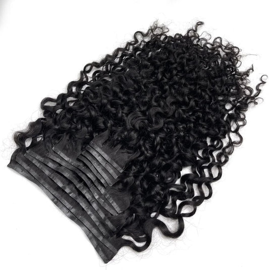 VMAE High Quality Peruvian Raw Virgin Human Hair Keratin PU Invisible ClipIns Afro Kinky Curly Seamless Clip In Hair Extension