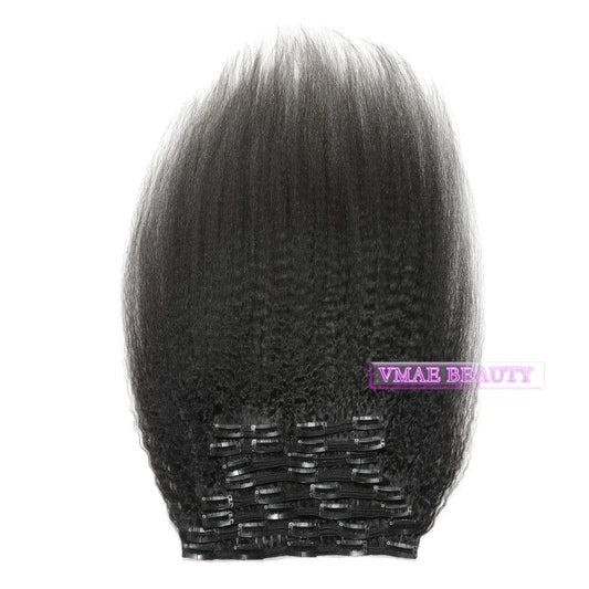 VMAE Indian Full Cuticle Aligned Virgin Wholesale Remy Human Hair Extensions Clip Ins Kinky Straight Clip In Hair Extensions