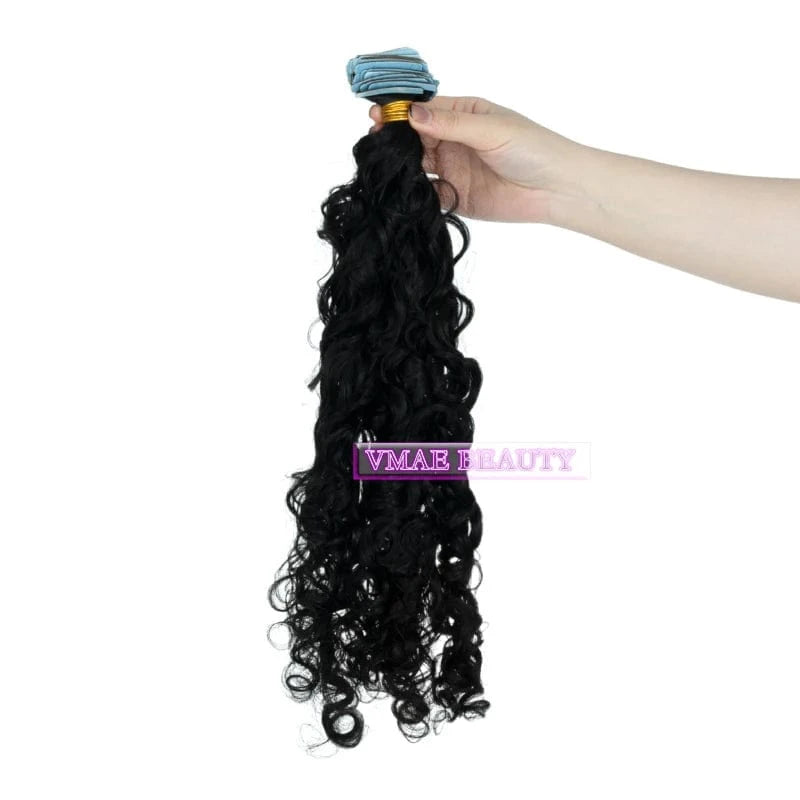 Vmae Injected Virgin Remy Cuticle Aligned Body Wave Kinky Curly Straight Raw Tape Ins Invisible Tape In Extensions Human Hair