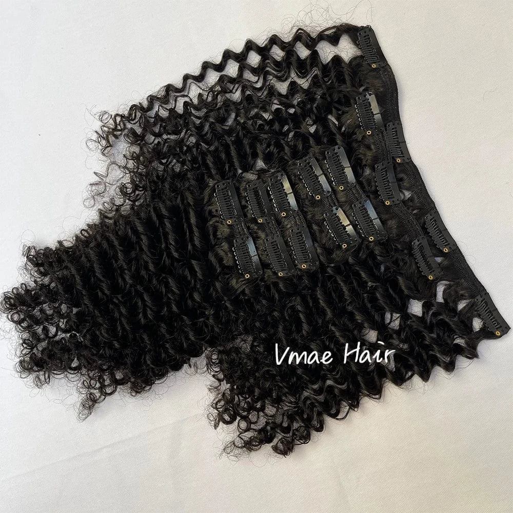 VMAE Mongolian 3A Kinky Curls Afro 100% Remy Human Hair Clip-In Extension Natural Wave Style for Black Women