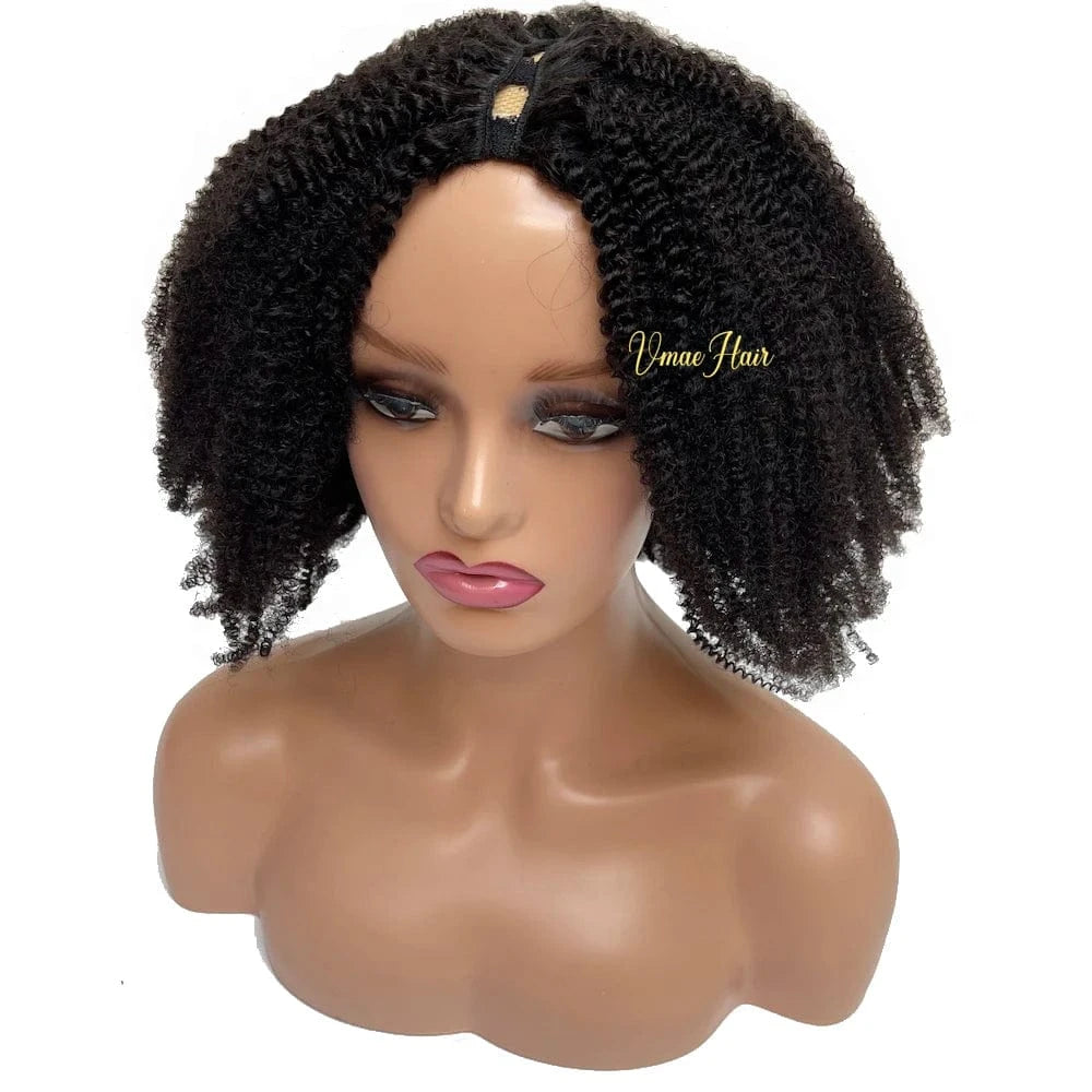 VMAE Mongolian Virgin Cuticle Aligned Raw Hair Afro Kinky Curly U Part Human Hair Wig with Lace Base Style 4C for Black Women