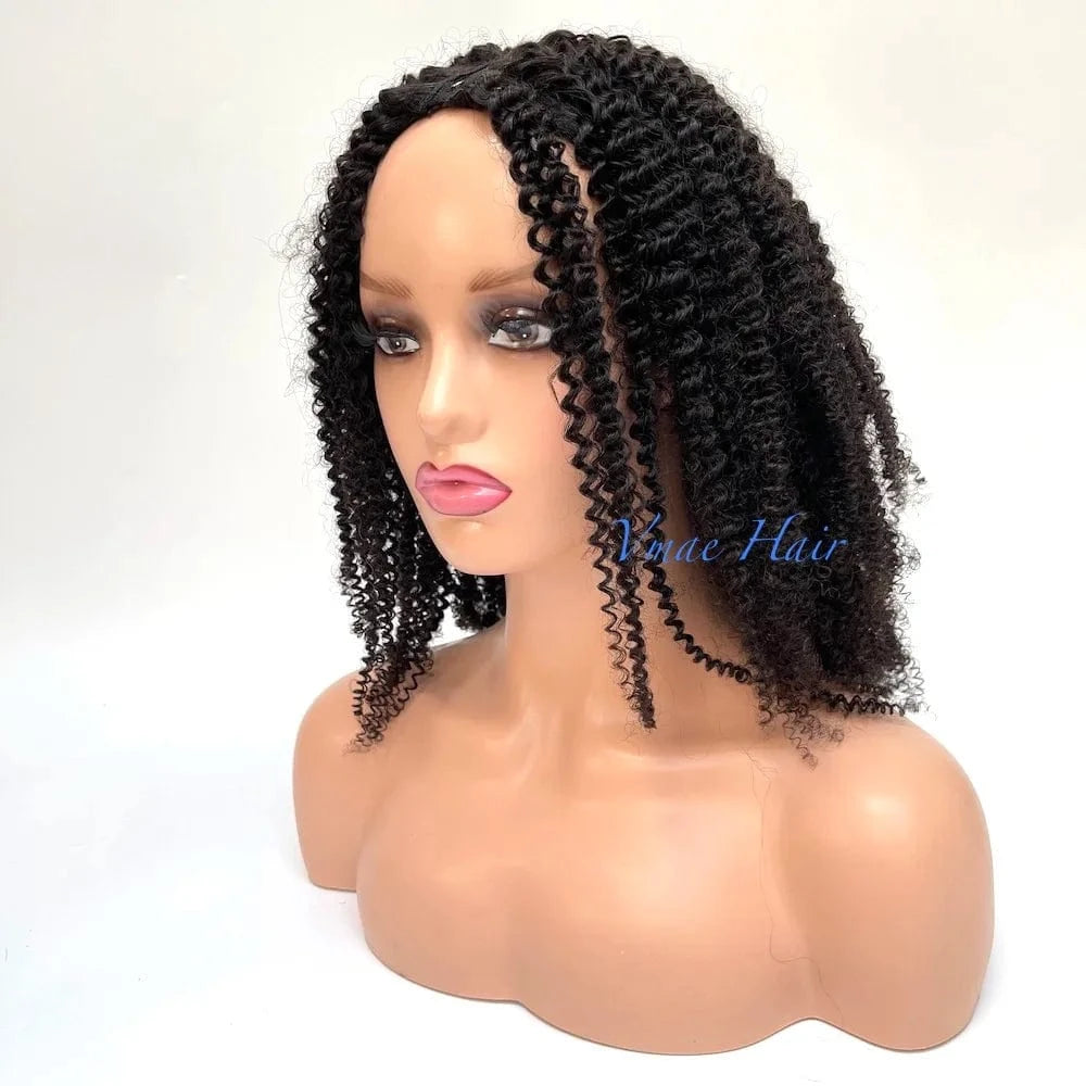 VMAE Mongolian Virgin Cuticle Aligned Raw Hair Afro Kinky Curly U Part Human Hair Wig with Lace Base Style 4C for Black Women