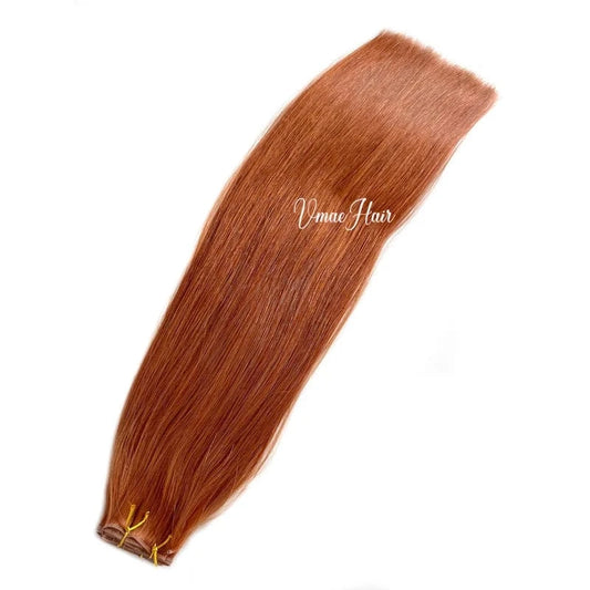 VMAE Raw Cuticle Aligned Double Drawn Straight Russian Human Hair Hand Tied Flat Invisible Genius Weft Hair Extensions