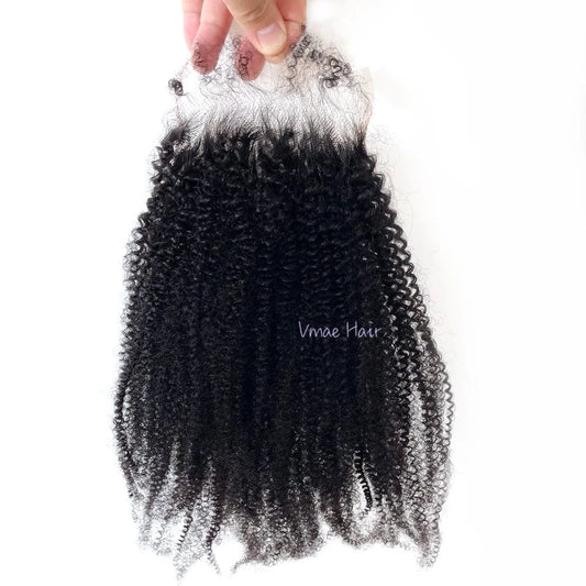 VMAE Raw Cuticle Aligned Hair Afro Kinky Curly Human Hair Bundles with Lace Closure And HD Lace Frontals