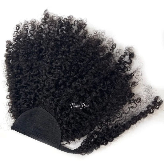 VMAE Remy 100g 3A 3B 4C Afro Kinky Curly Raw Cuticle Aligned Wrap Around Ponytails Drawstring Ponytail Human Hair Extensions