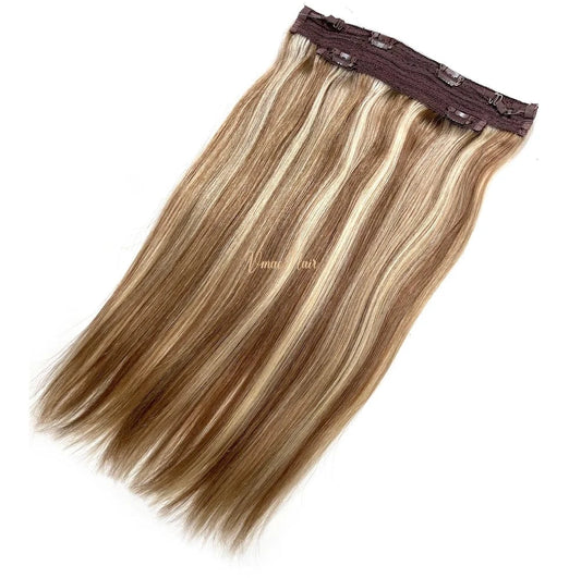 VMAE Remy Blonde Highlight Color Straight Russian Cuticle Aligned Raw Virgin Halo Hair Extensions Human Hair