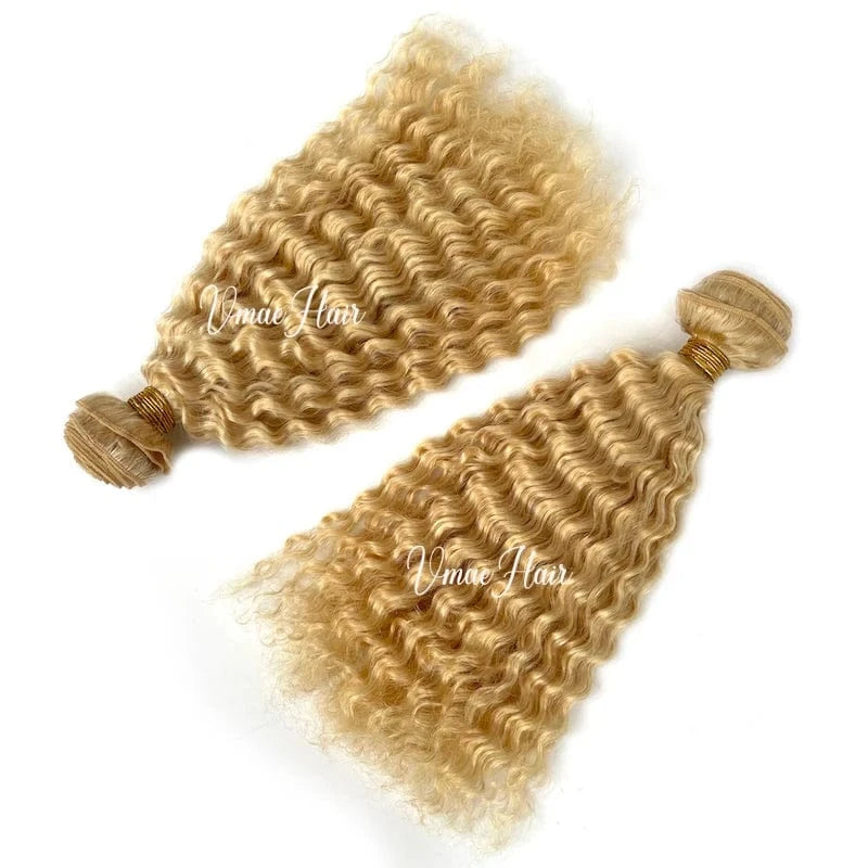 VMAE Remy European Russian 613 Blonde 27 Kinky Deep Curly Weft Virgin Hair Weave Raw Human Hair Bundles Extension