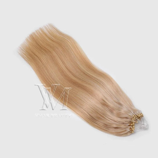 Vmae Remy Raw Russian 100g Straight Piano Highlight Color Blonde Virgin Wavy Hair Extensions Wefted Micro Loop Ring for Human