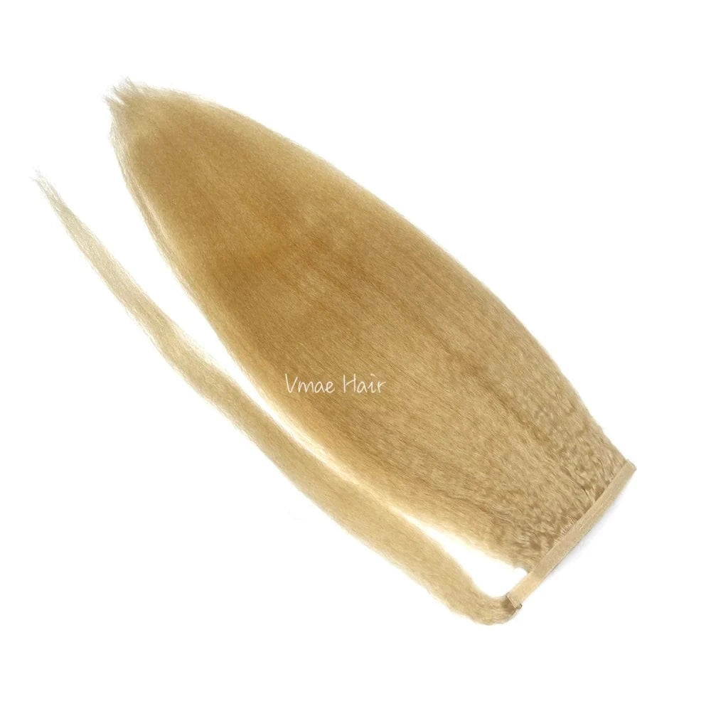 VMAE Russian 100g 613 22 Blonde Virgin Raw Cuticle Aligned Kinky Straight Human Hair Ponytail Extensions Wrap Around Ponytails