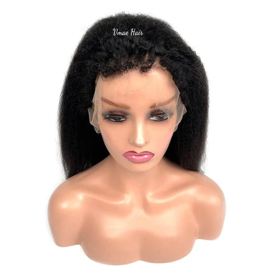 VMAE Unprocessed Virgin Raw 150% Wholesale Coarse Kinky Straight Frontal Wigs With Baby Hair Human Hair Lace Front Wig