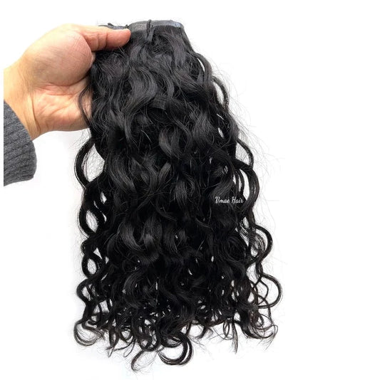 VMAE Wholesale Afro-Style Clip-In Hair Extension Raw Cuticle Aligned Human Hair PU Invisible Clip Ins Water Wave Italy Curly