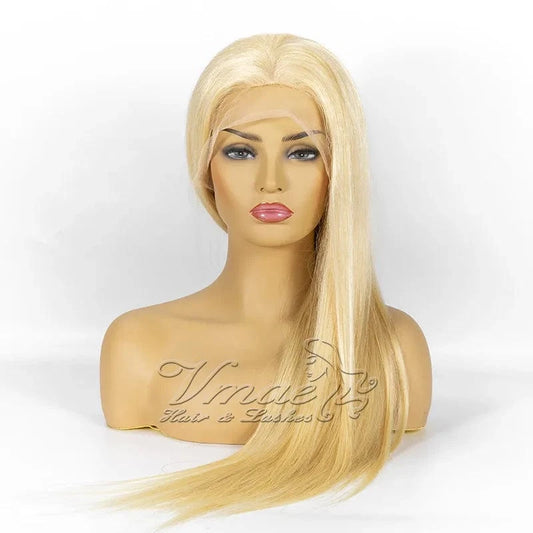 VMAE Wholesale Bulk Sale Long Raw Remy Russian Blonde Bone Straight Full Lace Human Hair Wig with Transparent Lace 613 Size