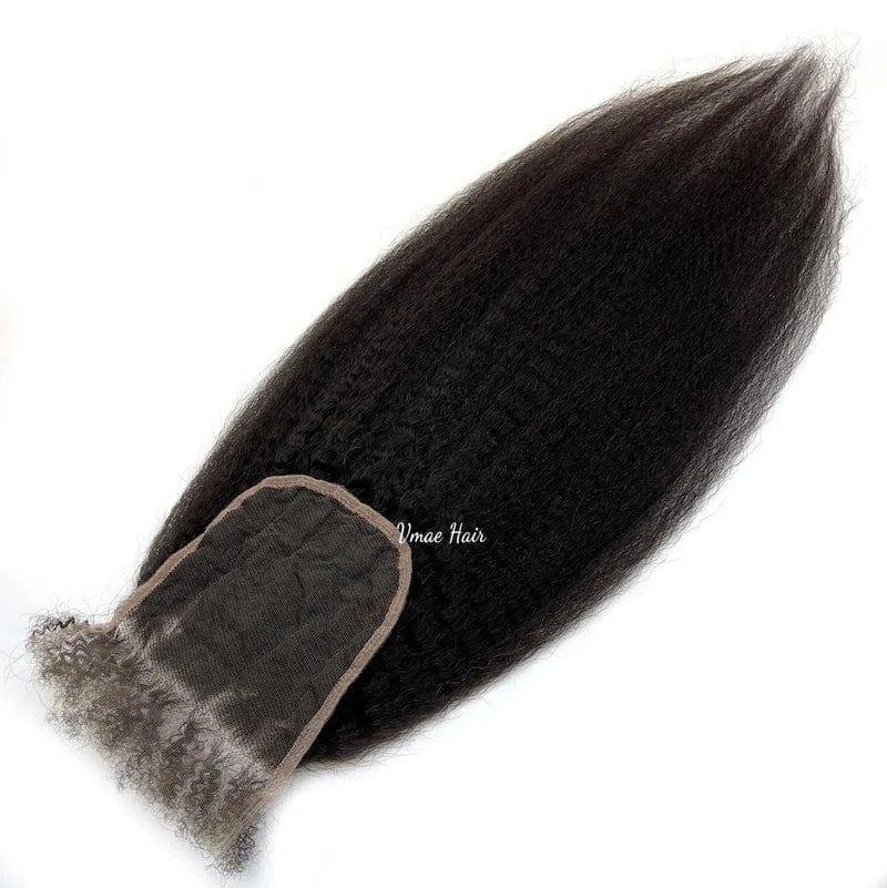 VMAE Wholesale Cuticle Aligned Raw Vietnamese Hair Coarse Kinky Straight Transparent 5*5 HD Lace Closure Human Virgin Extensions