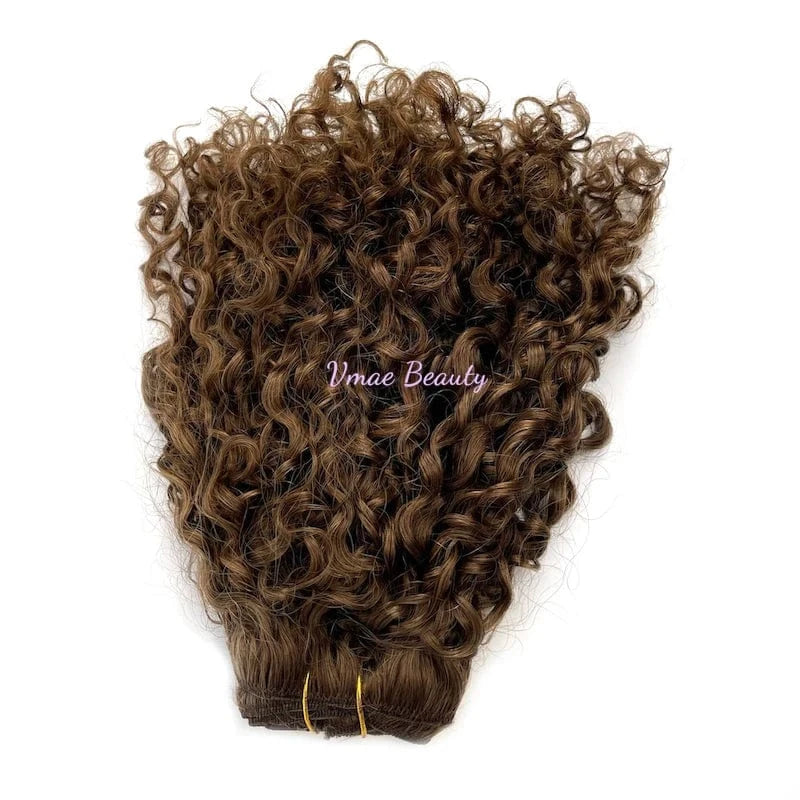 VMAE Wholesale INDIAN Raw Cuticle Aligned Brown 3B 3C Deep Curly Virgin Hair Clip In Extensions 100human Hair