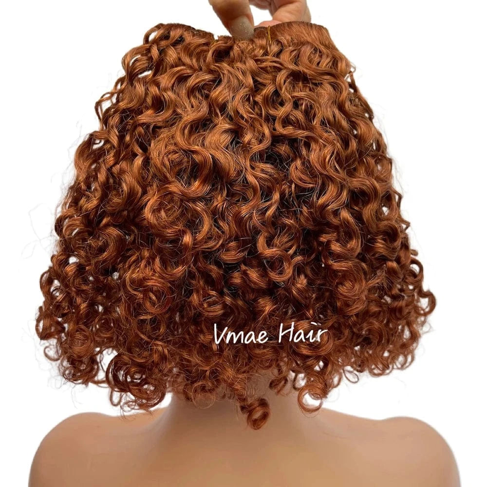 VMAE Wholesale Russian Raw Cuticle Aligned Blonde Afro Deep Kinky Curly Virgin Hair Clip In Extensions 100human Hair